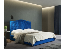Кровать Angelo Cherry с пуговицами синяя