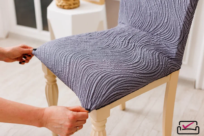 Чехол на стул Жаккард Волна Пепельный. Россия