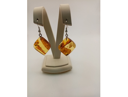 Серьги заливка с янтарем