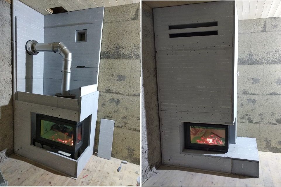 Облицовка топки Jotul i620 FR с правым стеклом. Термокороб с банкеткой и вентканалами.