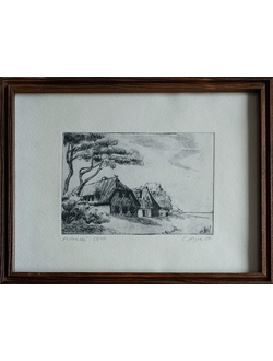 "Сельский пейзаж" офорт E. Hoppe 1989 год