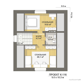план второго этажа частного дома