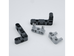 !АНАЛОГ! AN_LFTRM1 Комплект 2477 Liftarm, Modified Perpendicular Holes Bent Thick L-Shape 3 x 5 BLACK + 2393 Pin Connector Perpendicular 3L with 2 Pins LBG  4 шт (АНАЛОГ), n/a / 4 шт.