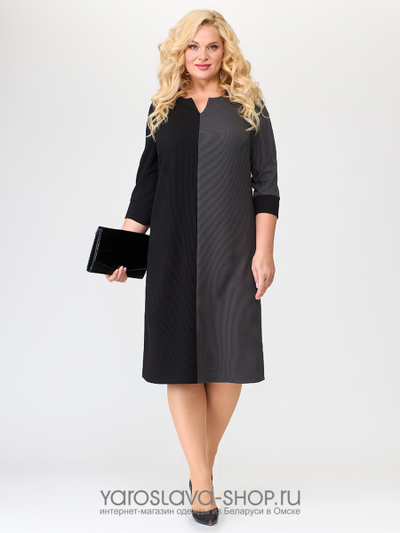 Лаконичное деловое платье серо-черного  цвета