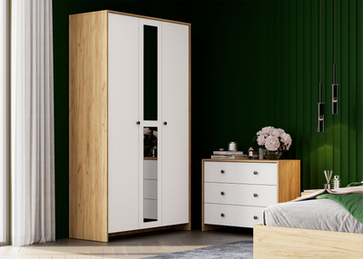 Дольче Тумба прикроватная Дуб золотой/Белый