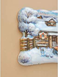 Деревенский дворик зима (панно)