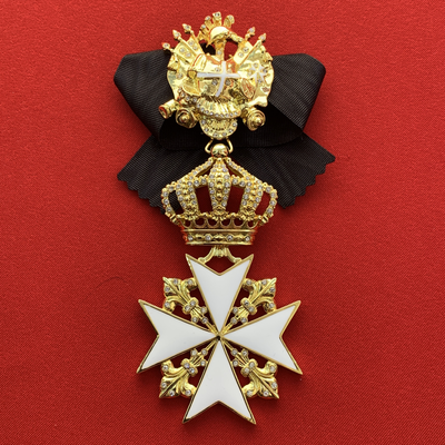 Орден Иоанна Иерусалимского Командорский со стразами и бантом из муаровой ленты. Полноразмерная копия LUX! Лот №54.