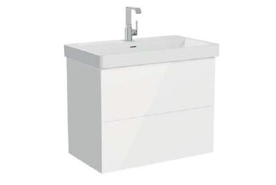 Шкаф Vitra Metropole Pure с раковиной, c 2 ящиками, с подсветкой в верхнем ящике, 80 см, цвет глянцевый белый, 67332