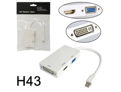 Адаптер H43 Mini DP to HDMI-F/DP-F/DVI-F