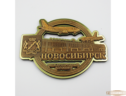 МАГНИТ ИЗ БЕРЕСТЫ ВЫРЕЗНОЙ НОВОСИБИРСК АЭРОПОРТ4 ЗОЛОТО