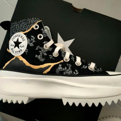 заказать осенние Кеды Converse Run Star Hike черные высокие с вышивкой 172424C фото