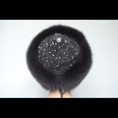 Женская вязаная шапка с мехом Vizio Италия 1024 CCP  V темно - серая