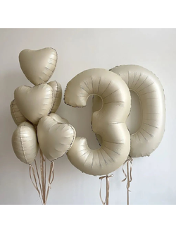 Набор шаров с гелием "Кремовый" с двумя цифрами