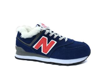 New Balance 574 Синие с красным мех, женские (36-40) Арт: 021F