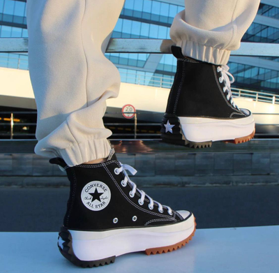 Converse run star hike black sales