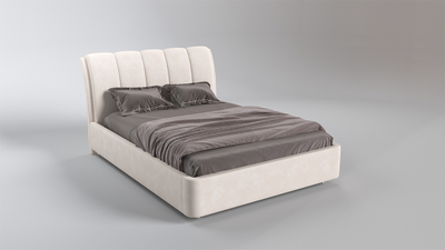 Современная дизайнерская кровать Орлеан, мягкое высокое изголовье, прямая стежка, фанера, усиленная металлом, с подъемным механизмом и бельевым ящиком