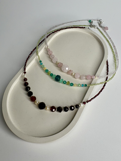 Чокер тонкий с огранкой, разные камни