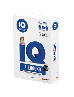 Бумага офисная IQ ALLROUND, А4, 80 г/м2, 500 л., марка В, Mondi, белизна 162%