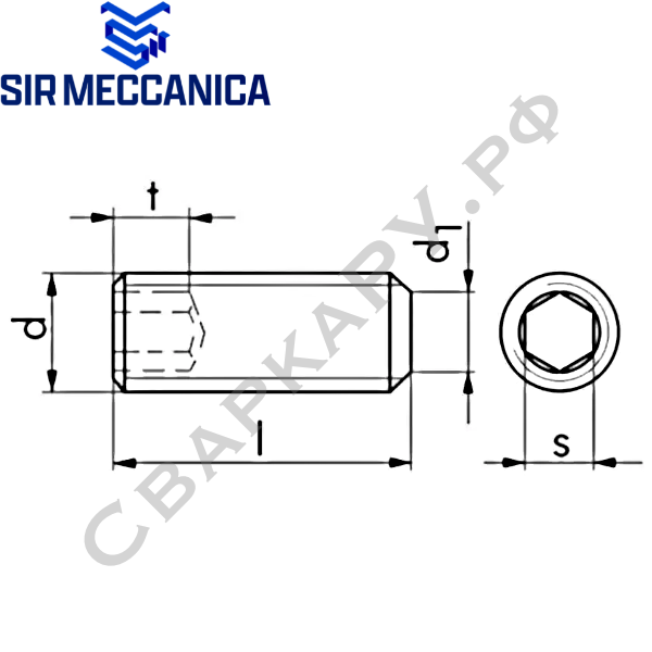 Винт установочный Hex Sir Meccanica