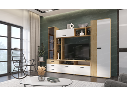 ЛДСП Гостиная КРОКУС Дуб Вотан-Белый глянец