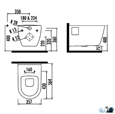 Унитаз CREAVIT Patera TP328.001Z0 c инсталляцией - комплект с сиденьем микролифт, клавишей UFO (TР328.001Z00 + GR5003.01 + GP1001.02 + KC1503.01.0000E)