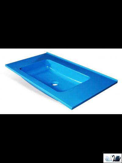 Раковина Эстет Kare 90 х 50 см синего цвета из литьевого камня, на столешницу