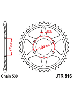Звезда ведомая (42 зуб.) RK B6828-42 (Аналог: JTR816.42) для мотоциклов Suzuki