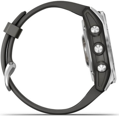 Умные часы Garmin Fenix 7s серебристый с графитовым силиконовым ремешком
