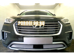 Защита радиатора Hyundai Grand Santa Fe I 2015- (2 части) с датчиком ACC chrome