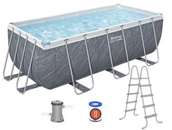 Прямоугольный каркасный бассейн Bestway Power Steel 412х201х122 см (56722) (мрамор)