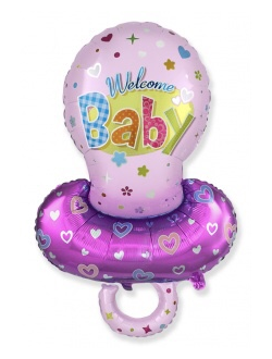 Шар Фигура, Соска-пустышка для девочки, Розовый, 102см 1 шт.