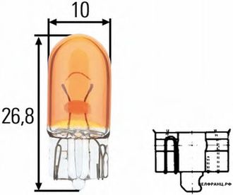 Лампа повторителя поворота WY5W оранжевая аналог 637148 637149