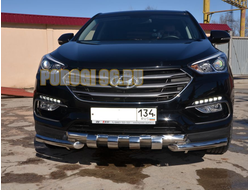 Защита переднего бампера G d60/60 для Hyundai Santa Fe (2016-2018)
