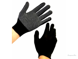 Перчатки нейлон Черные МИКРОТОЧКА (1/12) /33007/