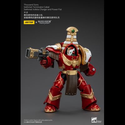 Терминатор кабала Сехмет Тысячи Сынов (Warhammer Horus Heresy) - КОЛЛЕКЦИОННАЯ ФИГУРКА 1/18 Thousand Sons Sekhmet Volkite Charger And Power Fist (JT8612) - JOYTOY