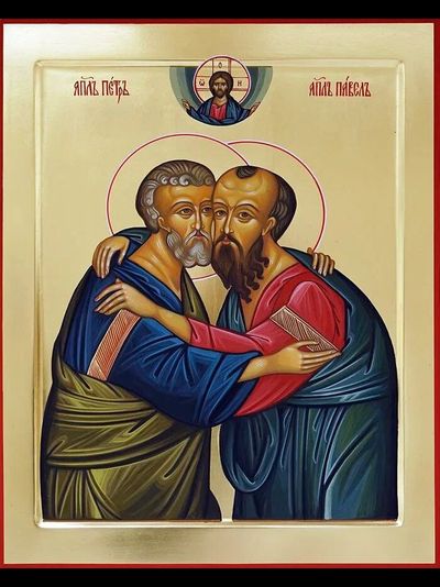Святые Апостолы Петр и Павел. Рукописная икона.
