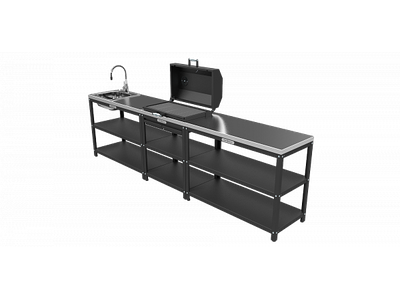 Стол-гриль с решёткой из чугуна