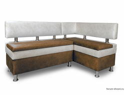 Кухонный угловой диван "Форум-4", Коричневый/Слоновая кость Правый