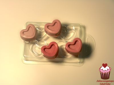 Форма пластик 4 сердечка