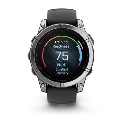Умные часы Garmin Fenix E - 47 мм, AMOLED серебристый стальной безель, черный силиконовый ремешок (010-03025-00)