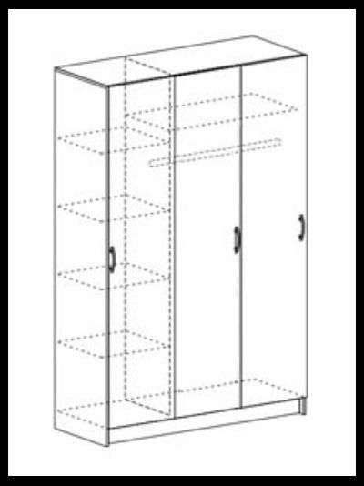 Бася (Басса) ШК 553 шкаф 3 ств Ясень шимо темный/Ясень шимо светлый