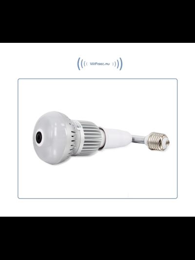 Панорамная WiFi видеоняня/видеокамера (лампа накаливания, цоколь Е27) с DVR с включением освещения, Full HD