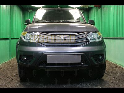 Защита радиатора УАЗ Патриот (рестайлинг 2) 2014-2016 (5 частeй) chrome