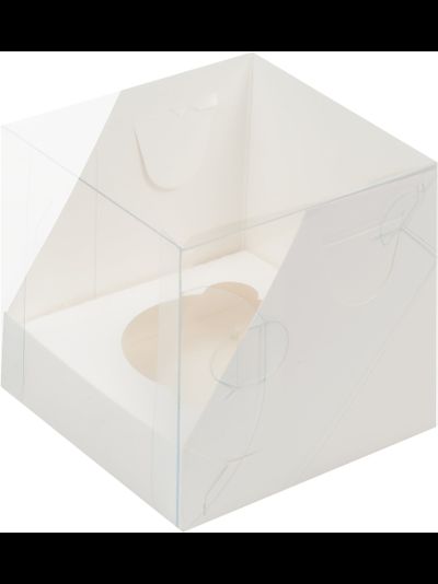 Коробка на 1 капкейк с прозр. кр. (белая), 100*100*100мм
