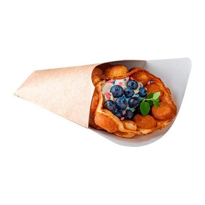 Упаковка-конус для картофеля/вафель (крафт/бел), 210*197мм