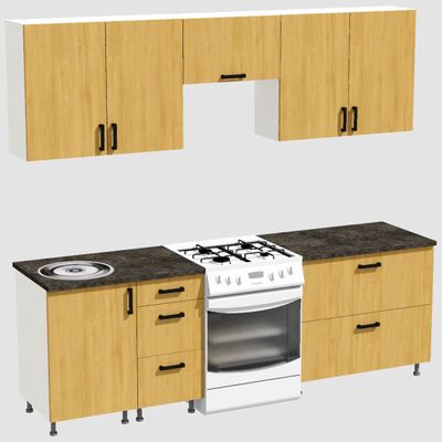 Кухня Эконом 1,8 метра (900х900) Цвет: Дуб Сонома/Дуб Сонома