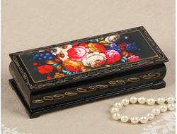 Шкатулка «Жостово», 14×6 см, лаковая миниатюра