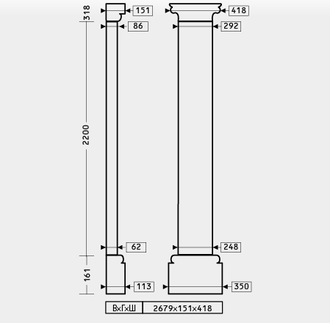 Пилястра 4.20.302 - 248 мм