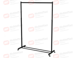 WR001 Вешало-рейл одноярусное цвет: черный шагрень, регулируемое для одежды напольное, усиленная перекладина из овальной трубы, L=1200 мм