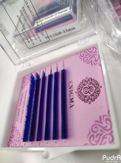 Цветные ресницы Enigma МИКС "Синий" 6 линий